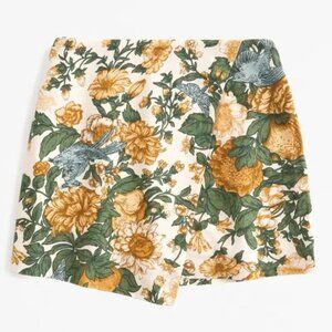 A&F Yellow floral print linen wrap mini skort - XS